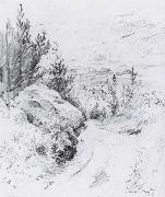 Carl Larsson First Glimpse of Sundborn Pencil oil painting artist
